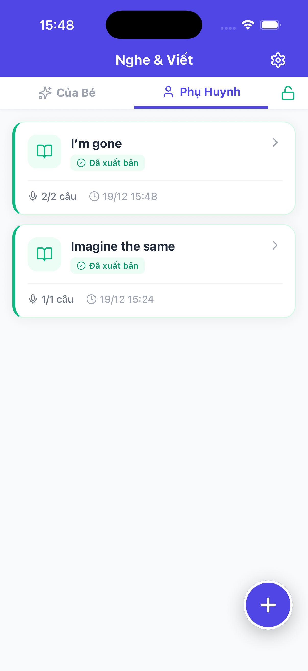 Giao diện phụ huynh